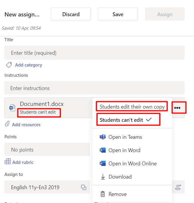 Allow Students to Edit