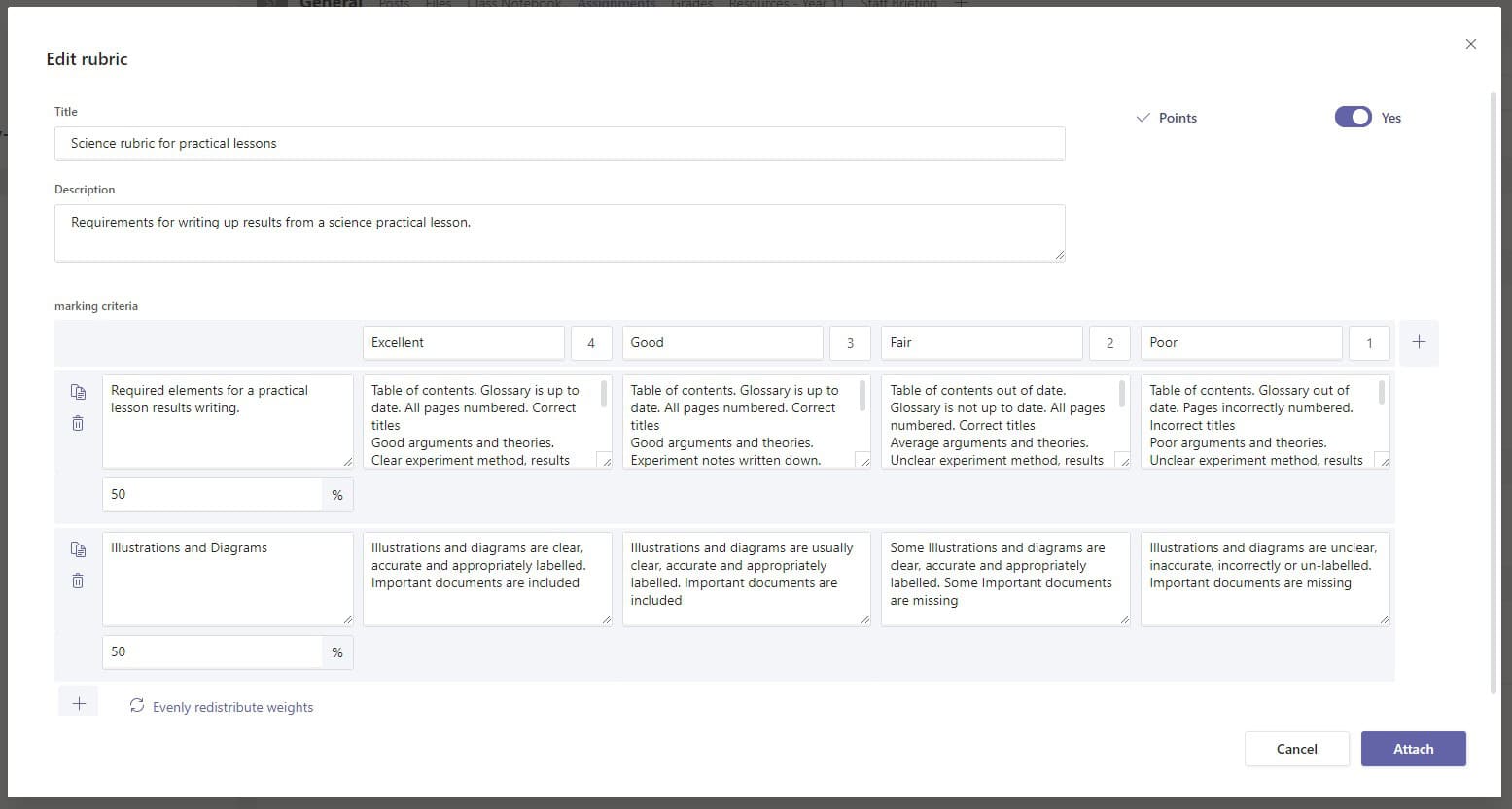 New Rubric form