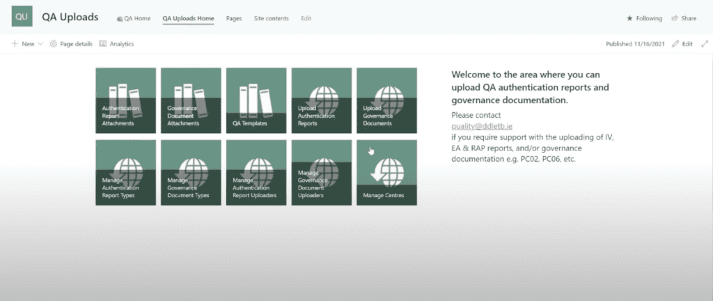 The QA Uploader. A communications portal for Dublin and Dún Laoghaire ETB with Microsoft 365