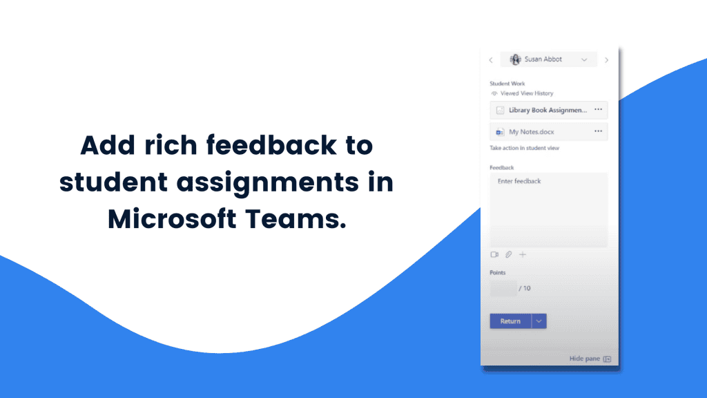 Add rich feedback to student assignments in Microsoft Teams
