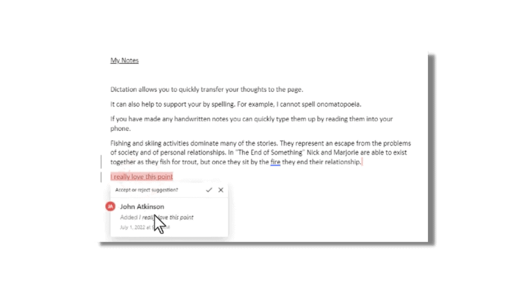 Rich Feedback in Microsoft Teams Assignments Review Mode Example