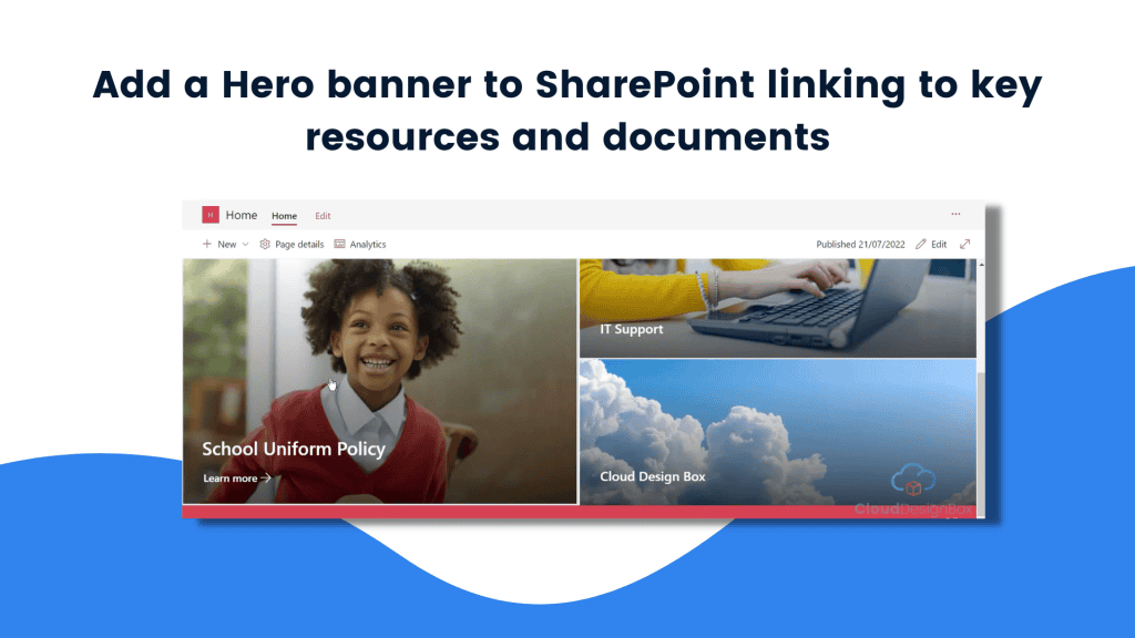 Add a Hero banner to SharePoint linking to key resources and documents