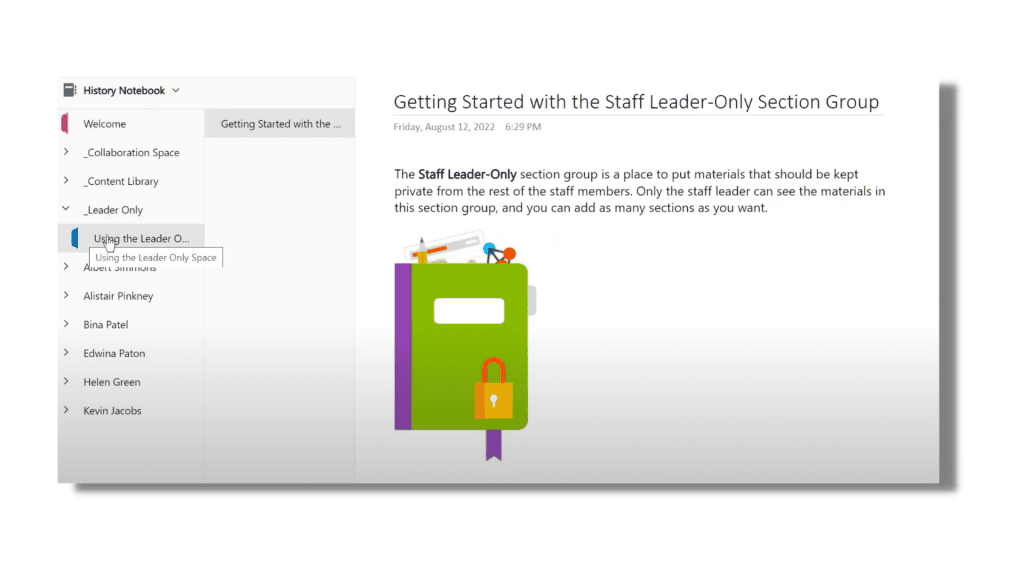 Staff Notebook Leader-Only Section