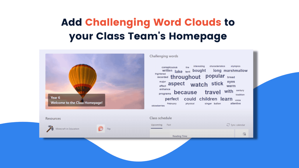 Add Challenging Word Clouds to your Class Team's Homepage