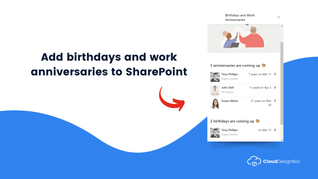 Add birthdays and work anniversaries to SharePoint