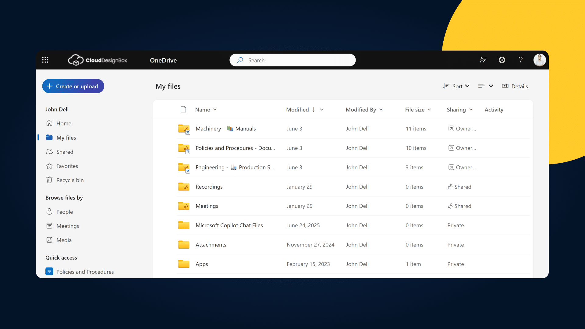 My files in OneDrive screenshot